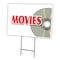 Signmission Movies Yard Sign & Stake outdoor plastic coroplast window, C-2436-DS-Movies C-2436-DS-Movies - alternate 1